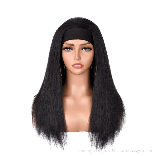 Hot sale supplier synthetic headband straight long wigs for black women 20 inches high quality No Glue toupee hair